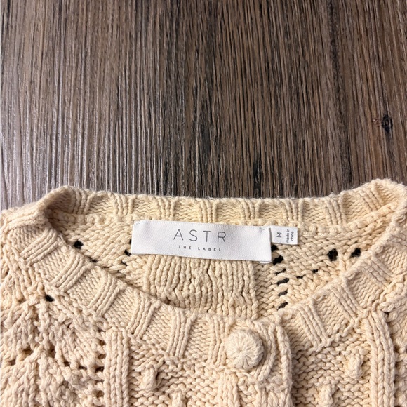 Astr Ivory Crochet & Cable Knit Button-Front Cardigan - Picture 6 of 7